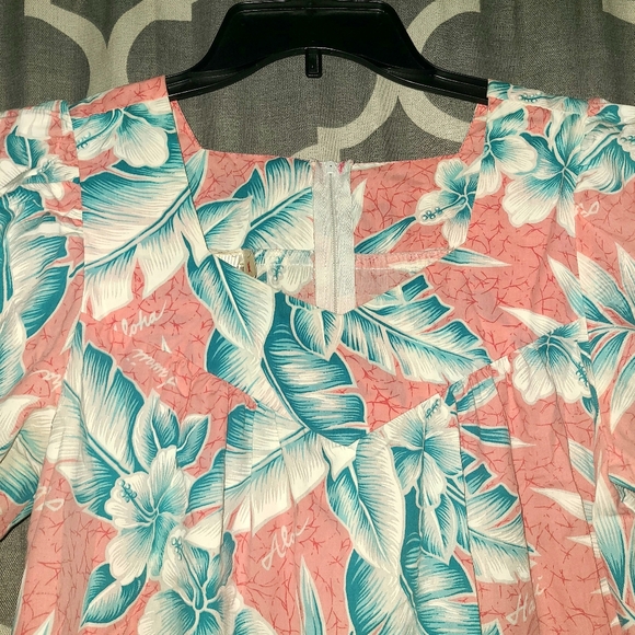 Vtg Made in Hawaii Hawaiian House Dress Womens Medium Hibiscus Aloha Hawaii - Picture 8 of 11